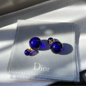 DIOR Mise en Tribales Tribal Earrings Dark Blue Resin